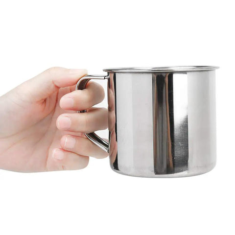 Hand holding cup from Portable Stainless Steel Outdoor Tableware Set For Camping Picnics And Hiking Single Person Cookware Mess Kit