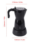 Electric Espresso Maker 6 Cup Mocha Pot Portable Italian Style Coffee Brewer For Camping And Travel 550W 110V Aluminum Alloy