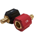 International Dinse Type Machine Plug Adapter For Male And Female Connection, black and red adapters side by side