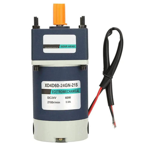 High Power Dc Geared Motor With Hella Robust Metal Gears And Badass Torsion Capability For Effortless Adjustable Speed Control On Pro Grade Builds Reaching Eighty Five Rpm On Twenty Four Volts with gear head and wires.