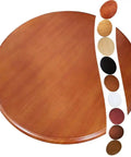 Silent Spin Premium Wooden Lazy Susan Rotating Serving Tray For Dining Tables, round wooden tabletop with color samples.