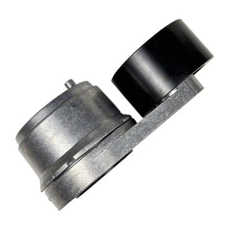 Awesome 7253514 Drive Belt Tensioner Pulley Idler shown from side, metallic and black finish for heavy equipment models T450, 5600, 5610, 3650.