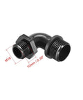 90 Degree M16 Cable Gland Waterproof IP68 Nylon Joint With Adjustable Locknut And Strain Relief For 4mm-7mm Cable Wire, black nylon angle view