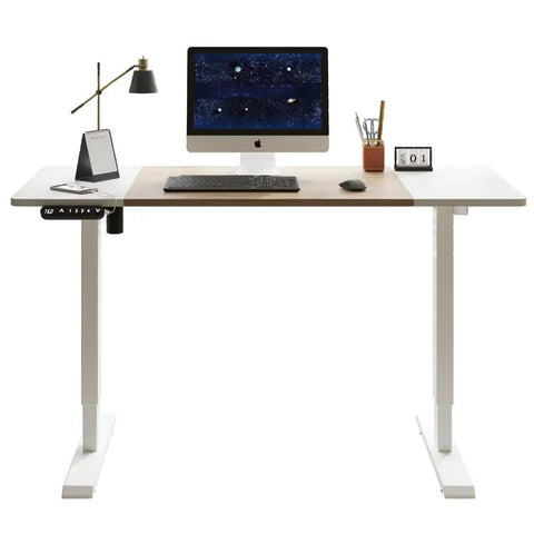 Sturdy Electric Standing Desk 55 Inch Height Adjustable Home Office Gaming Computer Table with solid steel frame and smooth lift motor