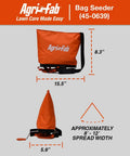 Diagram of 25 Lb Handheld Bag Seeder Spreader With Waterproof Bag And Enclosed Gears Adjustable Gate Opening in Bright Orange