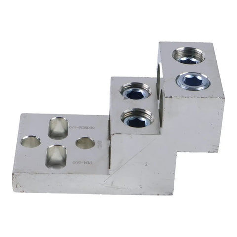 Beefy Mechanical Stacked Lug Connector For Heavy Duty Power Bus 600T 4 CU9AL 500 KCMIL 4 600 MCM 2 Wire Range 13 Thirty Second Inch Four Port Main Lug For Industrial Electrical Panels And Equipment, silver CU9AL lug