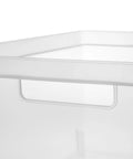 Close-up of a clear plastic bin from the Three Drawer Storage Tower With Removable Clear Plastic Bins No Tools Needed Easy Setup