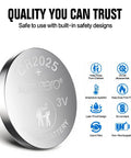 Hella Solid CR2025 3 Volt Coin Cell Batteries 12 Pack showing a single lithium battery with child safety features and specifications.