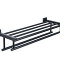 Matte Black 20 Inch Wall Mount Towel Rack With Double Bars And Shelf SUS304 Stainless Steel Bathroom Towel Holder Hanger For Bathroom Walls Rust Resistant And Built To Last