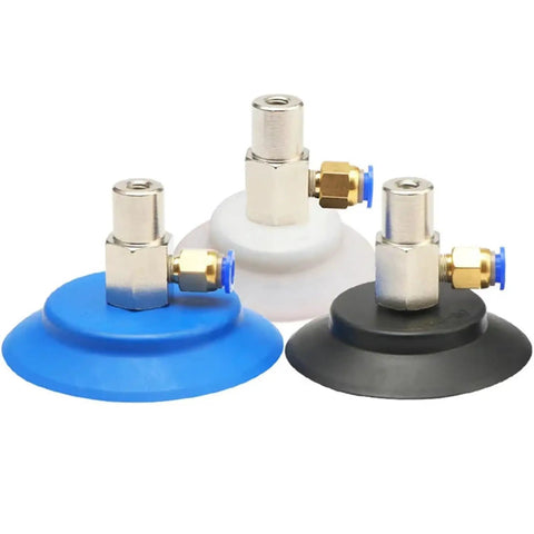 Industrial Grade Single Layer Vacuum Suction Cup For Pneumatic Manipulator Equipment in blue, white, and black.