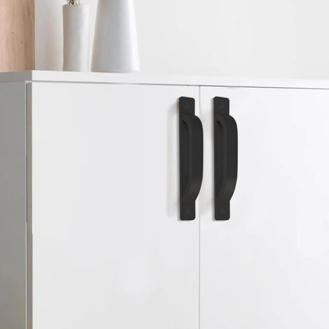 2 Pack 5 Inch Black Barn Door Handles Aluminum Cabinet Pulls For Closet Wardrobe Drawer Dresser And Cupboard Hardware Matte Black Finish Easy Install With Screws Included Ideal For Sliding Doors Furniture Update on a white cabinet
