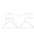 Technical drawing of Conic Geometric Bathroom Wall Light In Polished Chrome Damp Rated G9 Vanity Fixture with dimensions