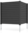 Two Panel Outdoor Privacy Screen For AC Unit And Trash Can Enclosure, 48 By 48 Inches, Black, Wind-Resistant With Upgraded Galvanized Stakes