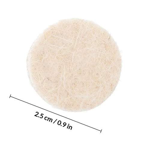 Close-up of a buffing wheel from the 120Pcs Wool Buffing Wheels Set With Mandrel Handle For Rotary Tools Pro Grade Polishing Kit.
