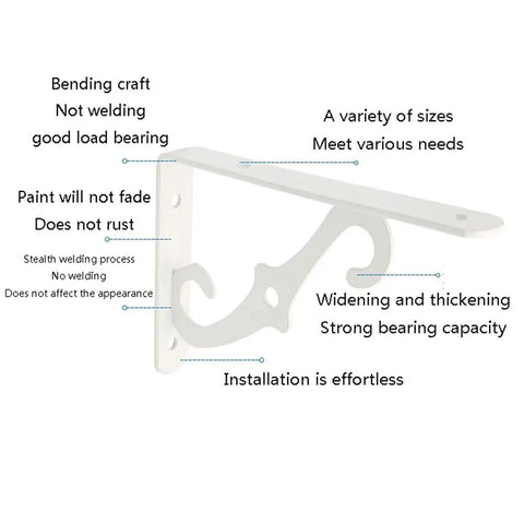 Straight Up Sturdy Wrought Iron Shelf Brackets For Walls Decorative Corner Supports For Bookshelves And Kitchen Racks No Sweat Diy Setup Heavy Duty Storage Braces In Crisp White detailed view highlighting the strong bearing capacity and effortless installation.