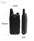 UHF 400-470 MHz Mini Handheld Walkie Talkie Transceiver Radio With Ultra Slim 96x55x22mm Design side and front view