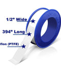 PTFE Pipe Thread Seal Tape Set 10 Rolls 1/2 Inch By 394 Inches Heavy Duty Pro Grade Teflon Tape For Plumbing Air And Hydraulic Systems Leak Free Seal Flexible Durable Non Toxic Non Flammable.