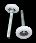 Two Pack 1.8 Inch White Nylon Garage Door Roller With Silent Ball Bearings For No Squeak Quiet Smooth Operation On Wooden Automatic Gates And Gate Guides Easy Install For Replacement Of Worn Rollers In Garage Or Gate Systems