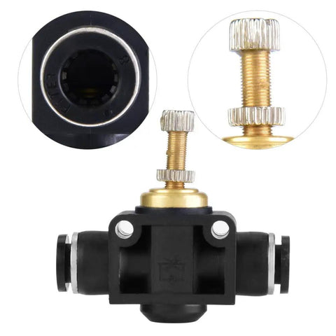 Tough T Shape Pneumatic Fitting With Adjustable Pressure Regulator Valve Quick Connect Tube Adapter For 4mm Air Hose No Sweat Tool Free Snap Fit Hookup Heavy Duty Copper And Plastic Build