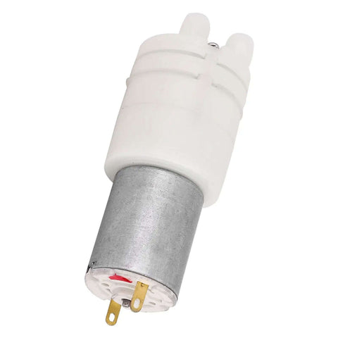 Front view of Mini Diaphragm Water Pump 3V Tiny Body With Fixed 7mm Outer Diameter For Easy Install In Small Pumping Environments Inlet 4mm ID Outlet 7mm OD.