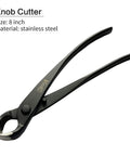 Bonsai knob cutter, 8-inch, stainless steel, black coated, part of 5-Piece Bonsai Tool Set With Knob Cutter, Concave Cutter, Wire Cutter, Jin Pliers, And Bonsai Scissors, Stainless Steel Black Coated, Durable Must Have Pro Level Pruning Kit For Precise Bonsai Shaping.