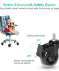 Office chair with 3 Inch Swivel Stem Casters With Locking Brakes Threaded 3/8-16UNC Stud, highlighting brake locking safety feature.
