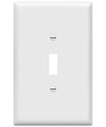Oversized 1-Gang White Toggle Light Switch Wall Plate Jumbo 5.5 By 3.5 Inch Cover Unbreakable Polycarbonate Thermoplastic