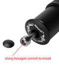 Close-up of adjustable aluminum bike stem riser extender showing hexagon wrench for easy install on 1-1/8 inch steerer.