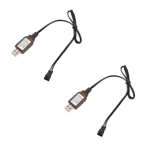2 Pack SM 3P RC Charger Kit with SM 3PIN Plug for 7.4V 2S LiPo Batteries USB 5V 2A Input 500mA Output Fast Charge Universal Charger