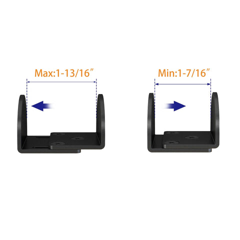 Sliding Barn Door Floor Guide U Shape Bottom Guide In Durable Matte Black Floor Mounted And Easy Install For Doors 1-7/16 To 1-13/16 Inches Thick Wide Arm Design Two Pack For Home Kitchen Bedroom Office, showing dimensions.