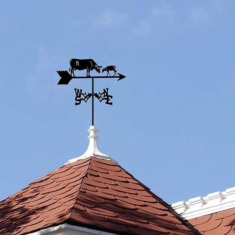 Farmhouse Style Metal Weather Vane Roof Mount Kit For Outdoor Yards And Barns Durable Stainless Steel Weather Vane With Wind Direction Indicator Rust Resistant Bracket And Decorative Cowboy Theme For Roof Or Garden