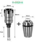 Heavy Duty 8mm 1/4 Inch And 1/2 Shank Er Router Bit Extension Rod With Collet for precise wood engraving tasks and milling.