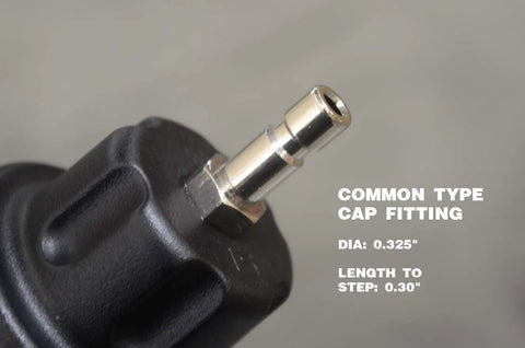 Close-up of Astro Pneumatic Tool 7856 cooling system pressure tester cap fitting; 0.325 in dia, 0.30 in step