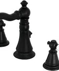 English Classic Widespread Matte Black Bathroom Faucet With Brass Pop-Up, Deck-Mount 8 To 16 Inch, 1.2 GPM Ceramic Disc Drip-Free