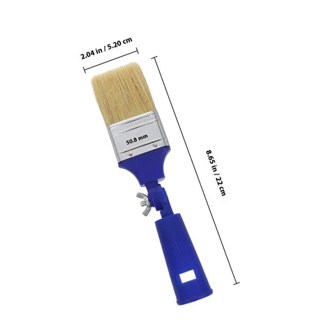2 Inch Adjustable Angled Paint Brush with blue handle, flexible head visible, suitable for fine detail and corners, synthetic bristles