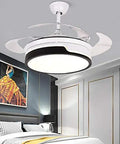 42 Inch Ceiling Fan With Bright Led Lighting And Handy Remote Control, sleek design, modern bedroom setting.