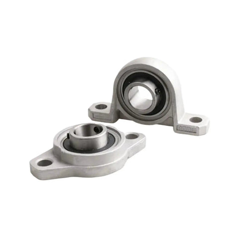 Thinking Process: stainless steel pillow block bearing unit with two-bolt mount, shown front and angled view