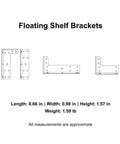 Diagram showing Multipurpose Hidden Shelf Brackets 2 Pack, Beefy Heavy Duty Cold Rolled Steel Support For Floating Shelves, 8.66 Inch Depth, Black.