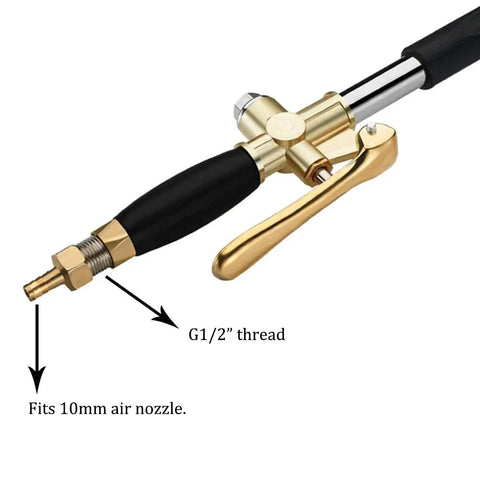 Air Powered Stucco Texture Sprayer component with G1/2 thread and 10mm air nozzle fitting.