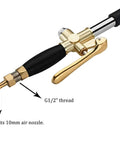 Air Stucco Cement Texture Hopper Sprayer Plaster Wall Tool With 4 Jets, close-up of G1/2” thread and 10mm air nozzle fitting