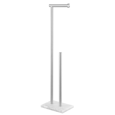 Tall Free Standing Toilet Paper Holder With Marble Base For Easy Reach No Bending Needed 29 And A Half Inch Bathroom Roll Stand