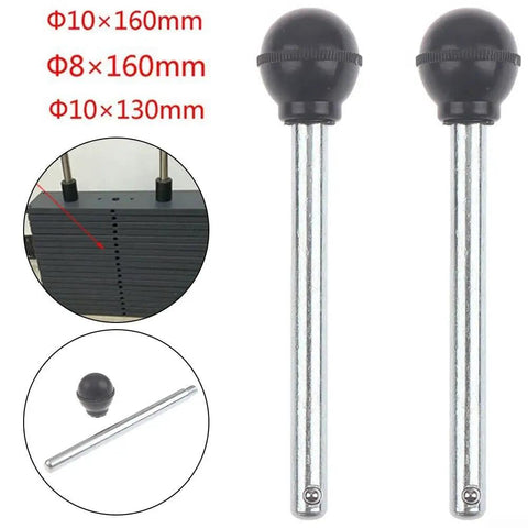 Two Weight Stack Pins For Gym Equipment, Heavy-Duty Durable Plastic And Metal Build, 10mm By 160mm, Close-up View