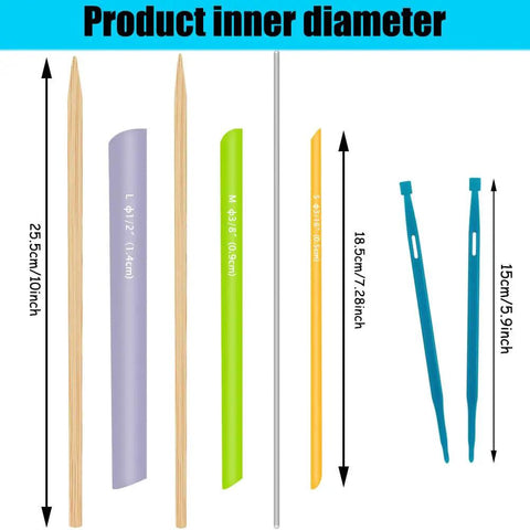 Eight Piece Quick Turn Fabric Tube Turner And That Purple Thang Sewing Tools Set For DIY Crafts assorted sizes and colors tubes