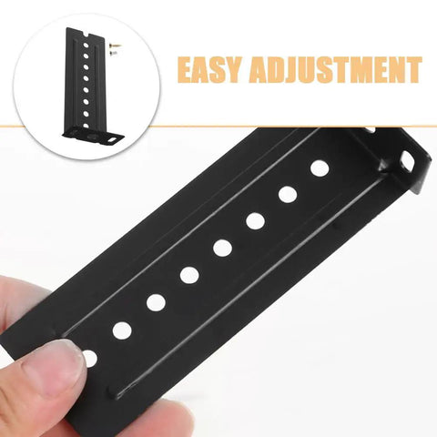 6 Pack Top Notch L Shaped Keyboard Slide Rail Brackets With Adjustable Drawer Connector and Heavy Duty Metal Hardware close-up showing easy adjustment feature.