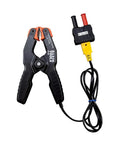 Klein Tools 69140 K-type pipe temperature clamp thermometer with black handle, orange jaws, HVAC use.