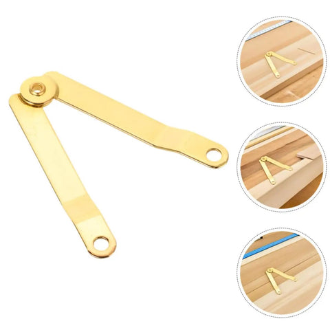 Heavy Duty Lid Hinges for Boxes in Iron with Elegant Golden Finish, 10 Pack, installed on a wooden box lid