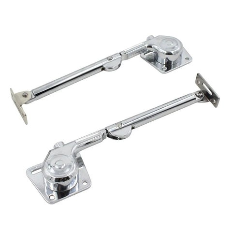2 Pack Pneumatic Cabinet Lift Support Rods with Hydraulic Dampening for Soft Close Hinge System shown in metal detail