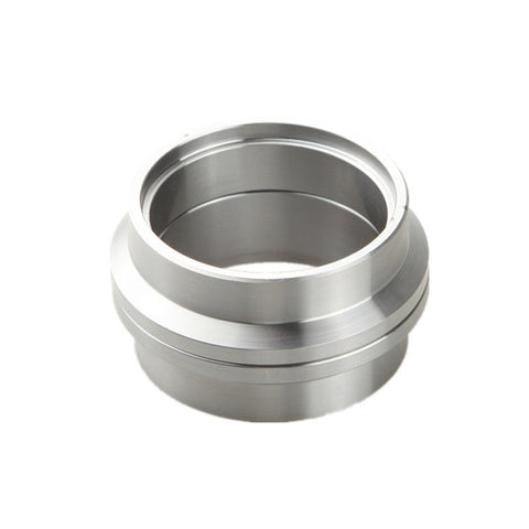 Close-up of CNC billet mild steel flange from 2.25 Inch Self Aligning V Band Clamp Kit With 2.25 Inch Stainless V Band Clamp.