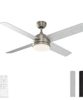 52 Inch Ceiling Fan With LED Light And Remote, Brushed Motor, 4-Blade Indoor Ceiling Fan, shown with alternate blade colors and remote