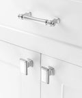 10 Pack 5 Inch Hole Centers Polished Chrome Cabinet Pulls with 1 Inch and 1 1/2 Inch Screws Solid Metal Rust Resistant Hardware installed